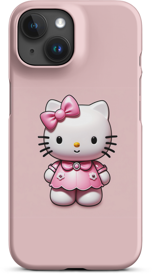 3D Hello Kitty on Soft Pink Background for iPhone 15