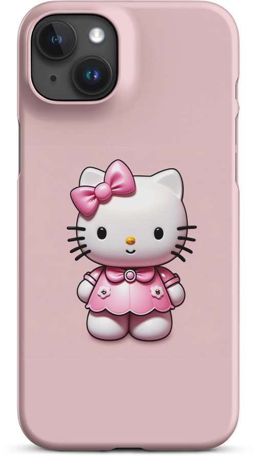 3D Hello Kitty on Soft Pink Background for iPhone 15 plus