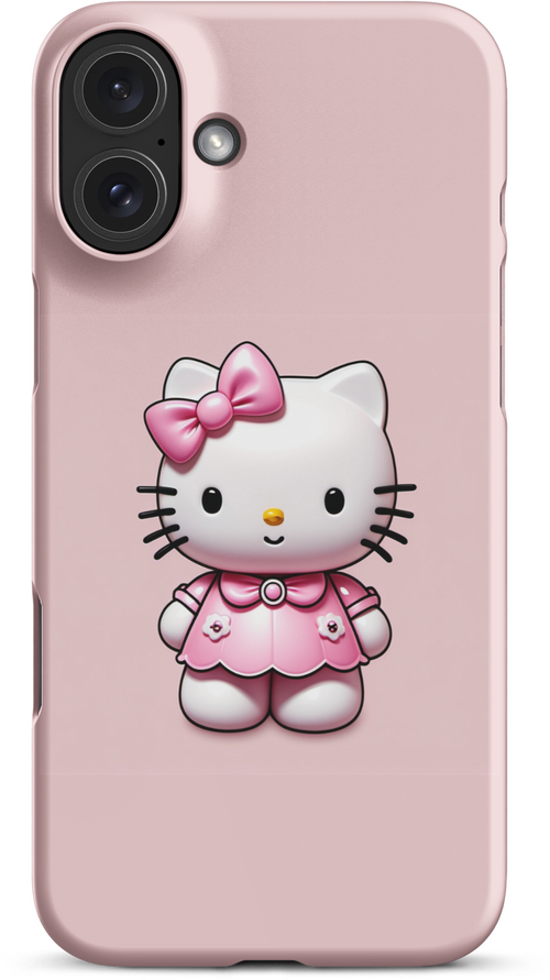 3D Hello Kitty on Soft Pink Background for iPhone 16 plus